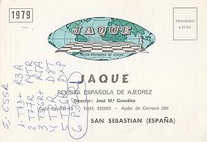 Seller image for Postal 61288 : Revista informativa de ajedrez. San Sebastian (Espaa) for sale by EL BOLETIN