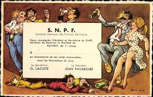 Bild des Verkufers fr Knstler Ansichtskarte / Postkarte SNPF, Nationaler Verband der franzsischen Trinker zum Verkauf von akpool GmbH