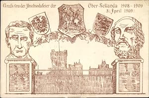 Studentika Ansichtskarte / Postkarte Bingen am Rhein, Abschiedsfeier der Ober-Sekunda 1908-1909, ...
