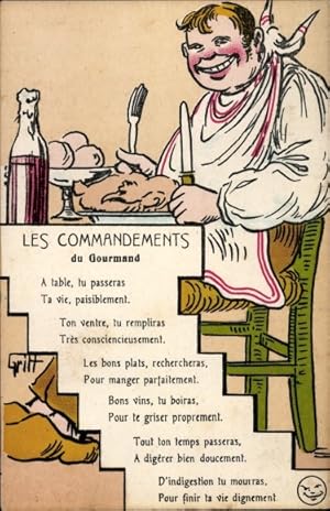 Künstler Ansichtskarte / Postkarte Griff, The Commandments of the Gourmand