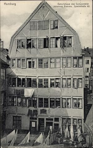 Ansichtskarte / Postkarte Hamburg, Geburtshaus des Komponisten Johannes Brahms, Speckstraße 60, F...