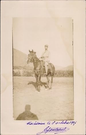Foto Ansichtskarte / Postkarte Mazedonien, Französischer Soldat zu Pferde, 1917
