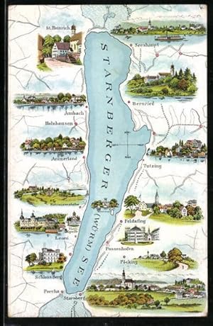 Bild des Verkufers fr Ansichtskarte Tutzing, Stadt- und Ortsansichten rund um den Starnberger See zum Verkauf von Bartko-Reher