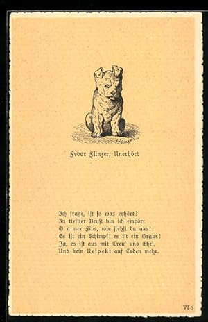 Bild des Verkufers fr Knstler-Ansichtskarte sign. O. Richter: Fedor Flinzer, Unerhrt, Hund Fips zum Verkauf von Bartko-Reher