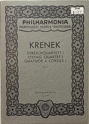 Bild des Verkufers fr Krenek: Streichquartett I / String Quartet 1 / Quatour a Cordes I Op. 6 - zum Verkauf von Reilly Books