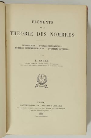 Eléments de la théorie des nombres. Congruences - Formes quadratiques - Nombres incommensurables ...