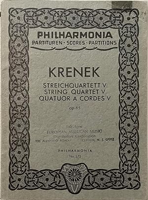 Imagen del vendedor de Krenek: Streichquartett V / String Quartet V / Quatuor a Cordes V Op. 65 a la venta por Reilly Books