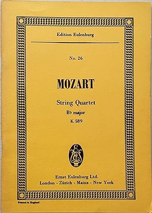 Imagen del vendedor de String Quartet B flat major for 2 Violins, Viola and Cello - K 589 score a la venta por Reilly Books