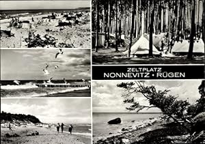 Ansichtskarte / Postkarte Nonnevitz Dranske auf Rügen, Zeltplatz, Wald, Meer, Strand, Zelte