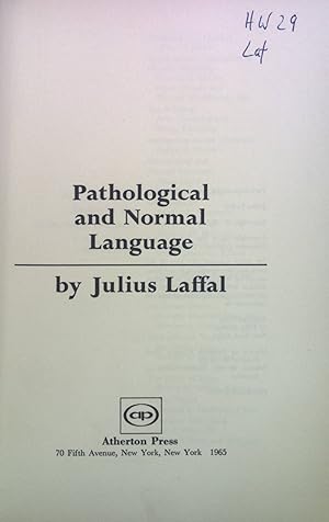 Imagen del vendedor de Pathological and Normal Language. a la venta por books4less (Versandantiquariat Petra Gros GmbH & Co. KG)