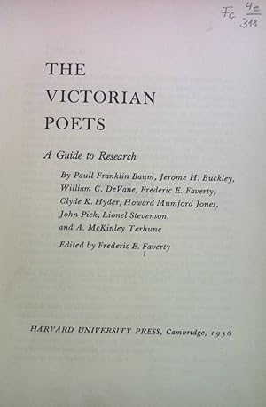 Immagine del venditore per The Victorian Poets: A Guide to Research. venduto da books4less (Versandantiquariat Petra Gros GmbH & Co. KG)