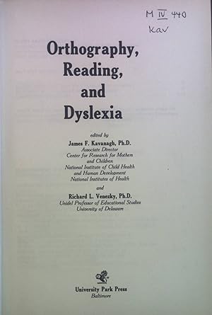 Immagine del venditore per Orthography, Reading, and Dyslexia. venduto da books4less (Versandantiquariat Petra Gros GmbH & Co. KG)