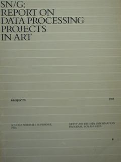 Bild des Verkufers fr SN/G: Report on Data Processing Projects in Art. Projects 1988. zum Verkauf von EDITORIALE UMBRA SAS
