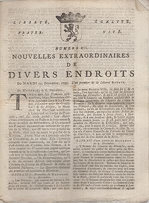 Bild des Verkufers fr Nouvelles extraordinaires de divers endroits numro CII (MARDI 22 DECEMBRE 1795) - - Bien complet du Supplment zum Verkauf von PRISCA