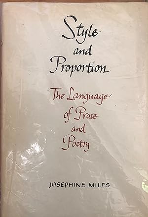 Style and Proportion: The Language of Prose and Poetry