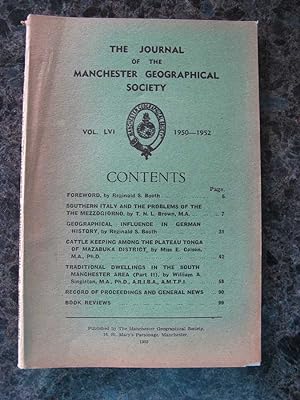 Journal of the Manchester Geographical Society: Vol LVI, 1950-52.