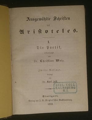 Bild des Verkufers fr Ausgewhlte Schriften des Aristoteles. - [I.: Die Poetik. II.: Die Politik. 2 Bnde in 1 Band]. zum Verkauf von ANTIQUARIAT Franke BRUDDENBOOKS