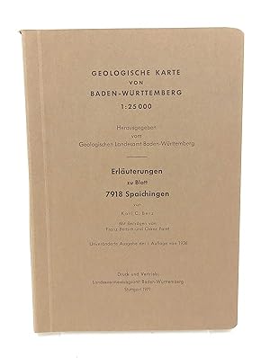 Immagine del venditore per Geologische Karte von Baden-W�rttemberg (1:25000): Erl�uterungen zum Blatt 7918 Spaichingen. (Herausgegeben vom Geologischen Landesamt Baden-W�rttemberg) venduto da Antiquariat Smock