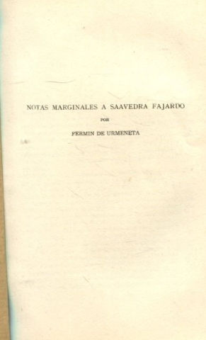 Seller image for NOTAS MARGINALES A SAAVEDRA FAJARDO. for sale by Libros Ambig