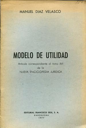 Imagen del vendedor de MODELO DE UTILIDAD. a la venta por Libros Ambig