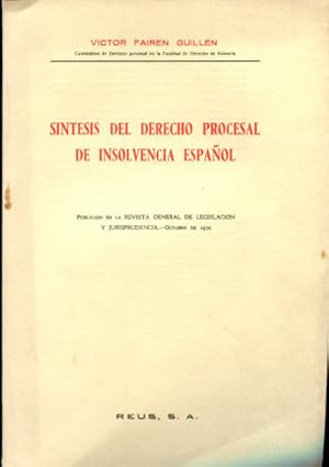 Imagen del vendedor de SINTESIS DEL DERECHO PROCESAL DE INSOLVENCIA ESPAOL. a la venta por Libros Ambig