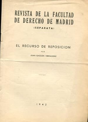 Imagen del vendedor de EL RECURSO DE REPOSICIN. a la venta por Libros Ambig