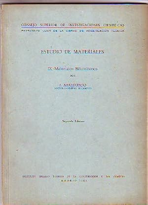 ESTUDIO DE MATERIALES. IX: MATERIALES BITUMINOSOS.