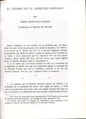 Imagen del vendedor de EL TESORO EN EL DERECHO INDIANO. a la venta por Libros Ambig