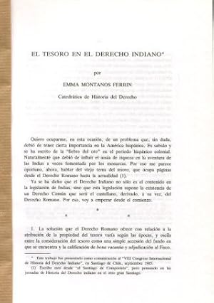 Imagen del vendedor de EL TESORO EN EL DERECHO INDIANO. a la venta por Libros Ambig