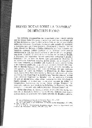 Seller image for BREVES NOTAS SOBRE LA "ZAPHIRA" DE HERCULES FLORO. for sale by Libros Ambig