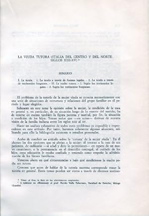 Imagen del vendedor de LA VIUDA TUTORA (ITALIA DEL CENTRO Y DEL NORTE SIGLOS XIII-XIV). a la venta por Libros Ambig