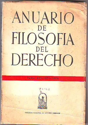 Imagen del vendedor de ANUARIO DE FILOSOFIA DEL DERECHO. TOMO XVI. a la venta por Libros Ambig