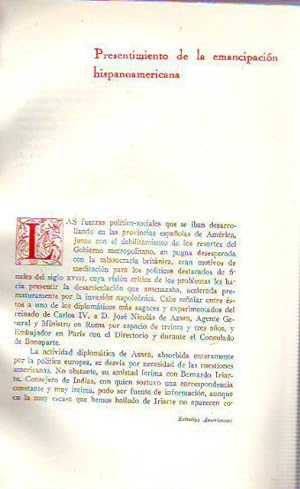 Seller image for PRESENTEMIENTO DE LA EMANCIPACION HISPANOAMERICANA. for sale by Libros Ambig