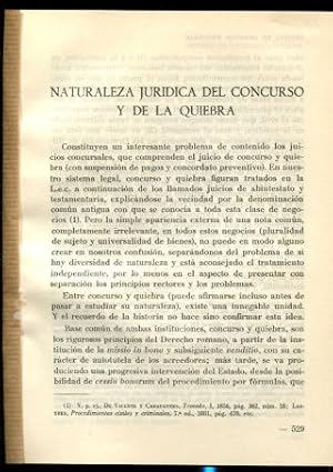 Imagen del vendedor de NATURALEZ JURIDICA DEL CONCURSO Y DE LA QUIEBRA. a la venta por Libros Ambig