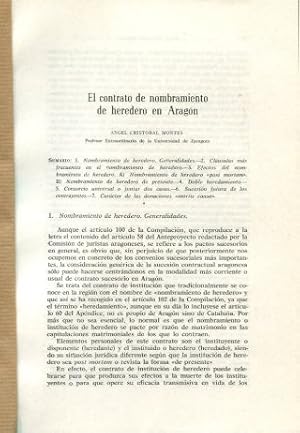 Imagen del vendedor de EL CONTRATO DE NOMBRAMIENTO DE HEREDERO EN ARAGON. a la venta por Libros Ambig