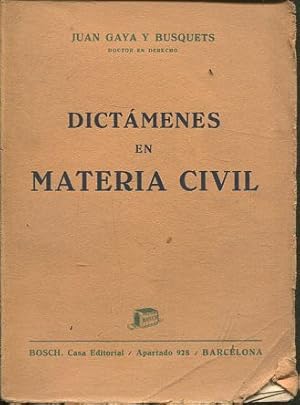 Imagen del vendedor de DICTAMENES EN MATERIA CIVIL. a la venta por Libros Ambig