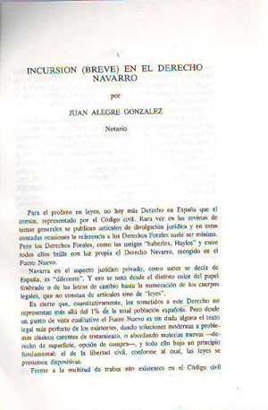 Imagen del vendedor de INCURSION (BREVE) EN EL DERECHO NAVARRO). a la venta por Libros Ambig