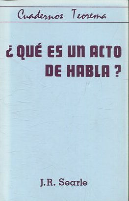 Imagen del vendedor de �QU� ES UN ACTO DE HABLA? a la venta por Libros Ambig�