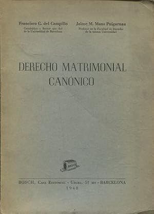 Immagine del venditore per DERECHO MATRIMONIAL CANONICO. venduto da Libros Ambig