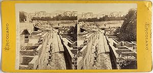 Italie, Pompéi, Panorama, vintage stereo print, ca.1870