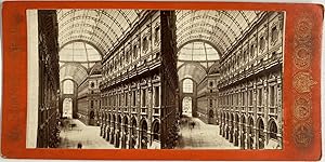 Sommer, Italie, Milan, Galleria Vittorio Emanuele II, vintage stereo print, ca.1870