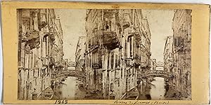 Italie, Venise, Rivière de Larmes, Pont des Soupirs, vintage stereo print, ca.1865