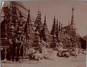 Myanmar, Rangoon, Vue du Grand Pagoda, Vintage print, circa 1895