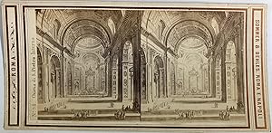 Sommer & Behles, Italie, Rome, Basilique Saint-Pierre, Intérieur, vintage stereo print, ca.1870