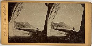 Italie, Lac de Côme, Galerie, vintage stereo print, ca.1870