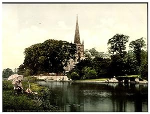 England, Stratford-on-Avon, Trinity Church, from river