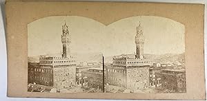 Italie, Florence, Palazzo Vecchio, vintage stereo print, ca.1865