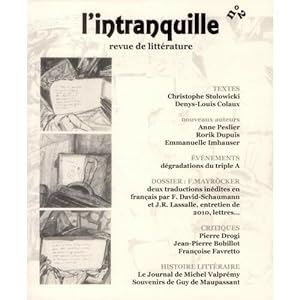 Image du vendeur pour L'intranquille n 2 revue de litterature mis en vente par Dmons et Merveilles
