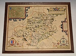 AN ORIGINAL ENGRAVED MAP OF MONTGOMERYSHIRE Described by Christopher Saxton, augmented and publis...