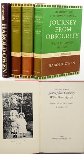 Seller image for JOURNEY FROM OBSCURITY. Wilfred Owen 1893-1918. Memoirs of the Owen Family. I. Childhood. II. Youth. III. War. [With] AFTERMATH. for sale by Francis Edwards ABA ILAB